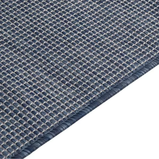 Kék lapos szövésű kültéri szőnyeg 80 x 250 cm