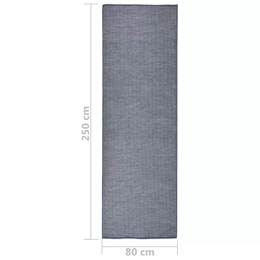 Kék lapos szövésű kültéri szőnyeg 80 x 250 cm