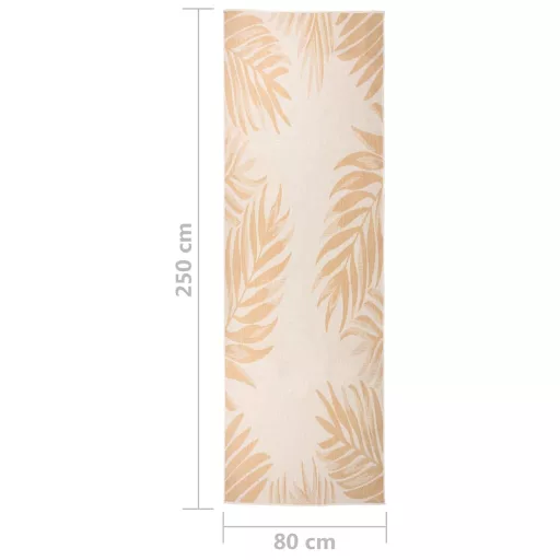 Levélmintás lapos szövésű kültéri szőnyeg 80 x 250 cm