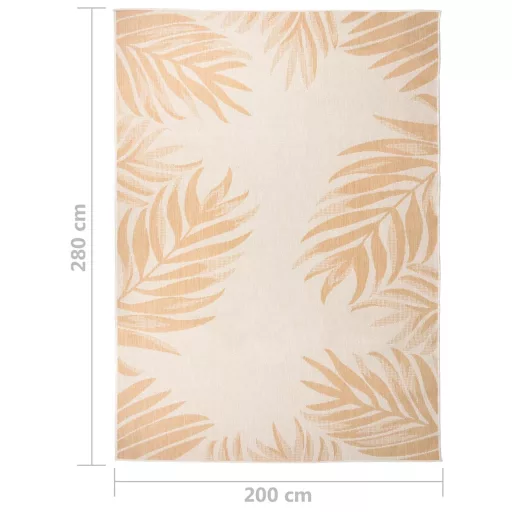 Levélmintás lapos szövésű kültéri szőnyeg 200 x 280 cm