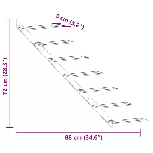 Fehér fém falra szerelhető bortartó állvány 7 palacknak