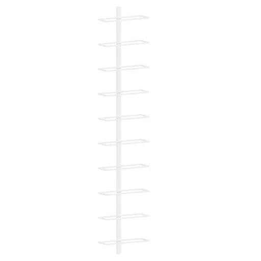Fehér fém falra szerelhető bortartó állvány 10 palacknak