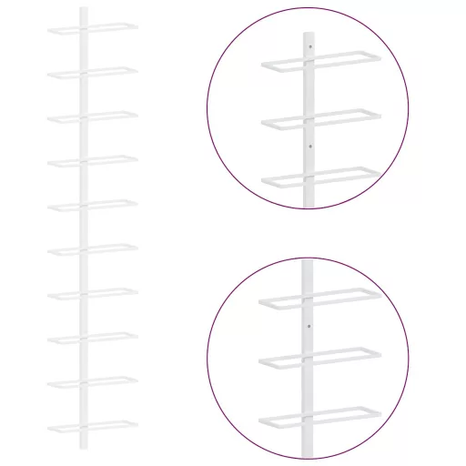 Fehér fém falra szerelhető bortartó állvány 10 palacknak