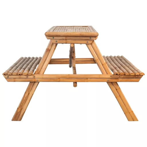 Bambusz piknikasztal 115 x 115 x 81 cm