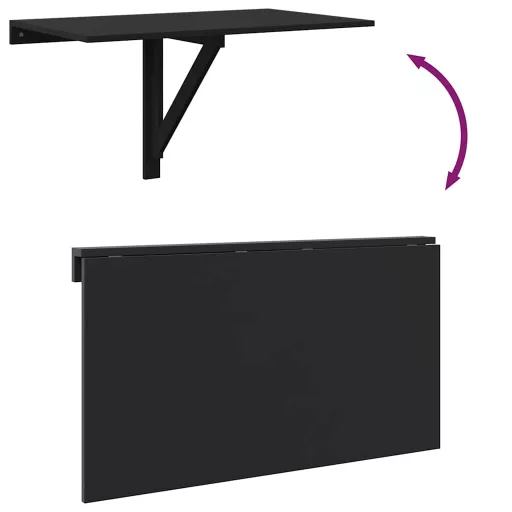 Fekete szerelt fa összecsukható fali asztal 100x60x56 cm