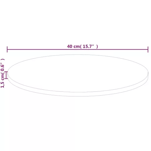 Kerek kezeletlen tömör tölgyfa asztallap Ø40 x 1,5 cm