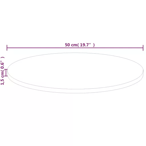 Kerek kezeletlen tömör tölgyfa asztallap Ø50 x 1,5 cm