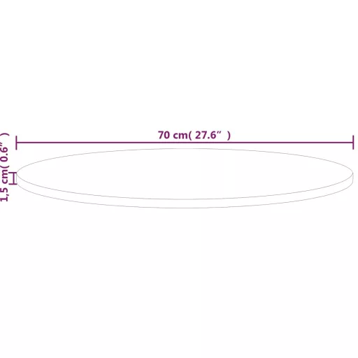 Kerek kezeletlen tömör tölgyfa asztallap Ø70 x 1,5 cm