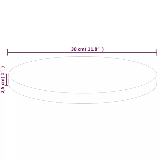 Kerek kezeletlen tömör tölgyfa asztallap Ø30 x 2,5 cm