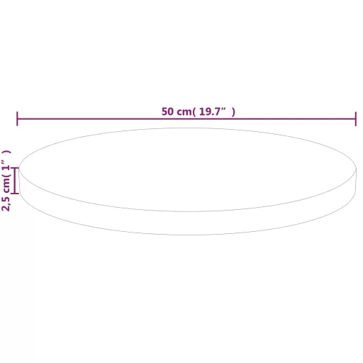 Kerek kezeletlen tömör tölgyfa asztallap Ø50 x 2,5 cm