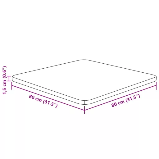 Kezeletlen tömör tölgyfa asztallap 80x80x1,5 cm
