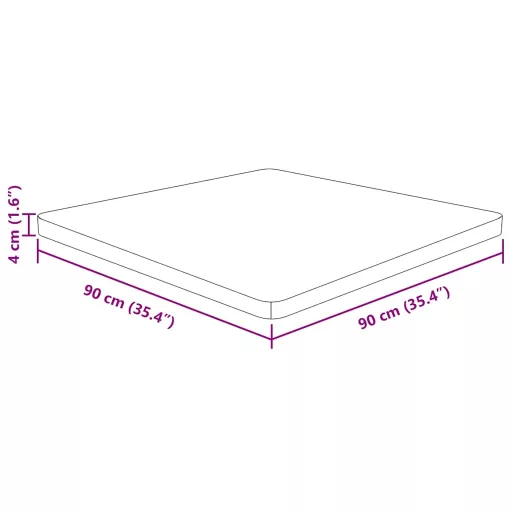Kezeletlen tömör tölgyfa négyzet asztallap 90x90x4 cm