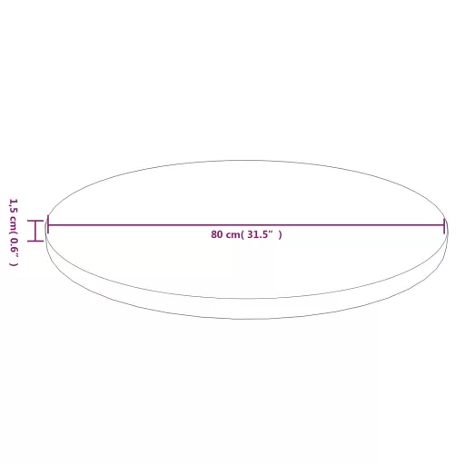 Sötétbarna kezelt tömör tölgyfa kerek asztallap Ø80x1,5 cm