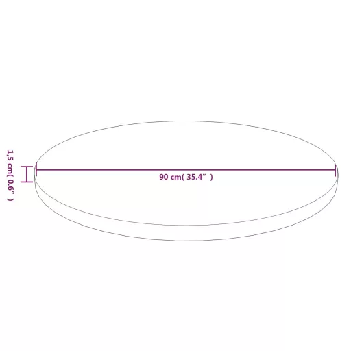 Sötétbarna kezelt tömör tölgyfa kerek asztallap Ø90x1,5 cm
