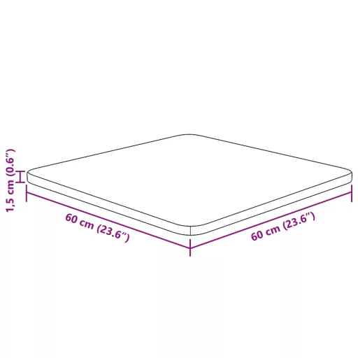 Világosbarna kezelt tömör tölgyfa négyzet asztallap 60x60x1,5cm