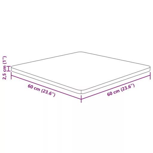 Világosbarna kezelt tömör tölgyfa négyzet asztallap 60x60x2,5cm