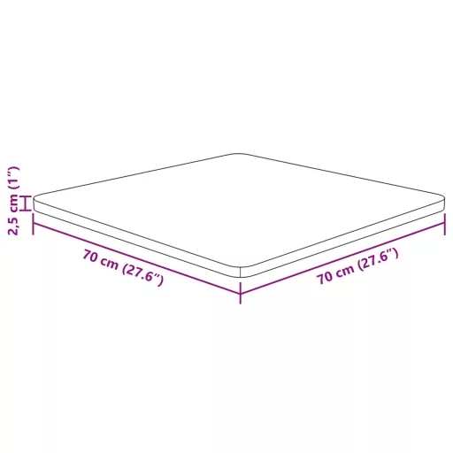 Világosbarna kezelt tömör tölgyfa négyzet asztallap 70x70x2,5cm