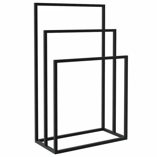 Fekete vas szabadon álló törölközőtartó 48 x 24 x 79 cm