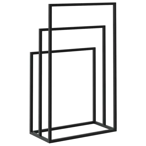 Fekete vas szabadon álló törölközőtartó 48 x 24 x 79 cm