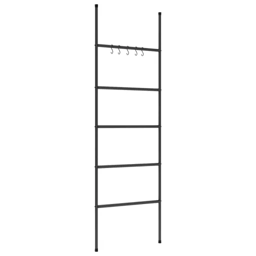 5 szintes fekete vas törölközőtartó létra 58 x 175 cm