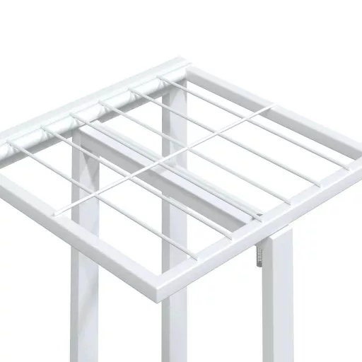 5 szintes fehér vas virágtartó állvány kerekekkel 44x23x100 cm