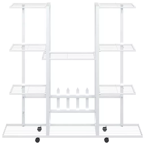 Fehér vas virágtartó állvány kerekekkel 94,5 x 24,5 x 91,5 cm