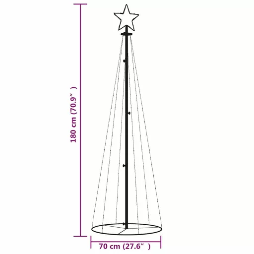 Kúp alakú karácsonyfa 108 meleg fehér LED-del 70 x 180 cm