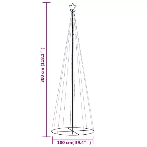 Kúp alakú karácsonyfa 310 meleg fehér LED-del 100 x 300 cm
