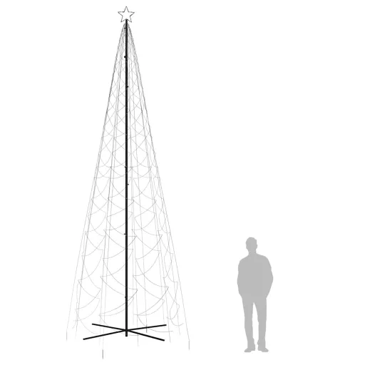 Kúp alakú karácsonyfa 1400 hideg fehér LED-del 160 x 500 cm