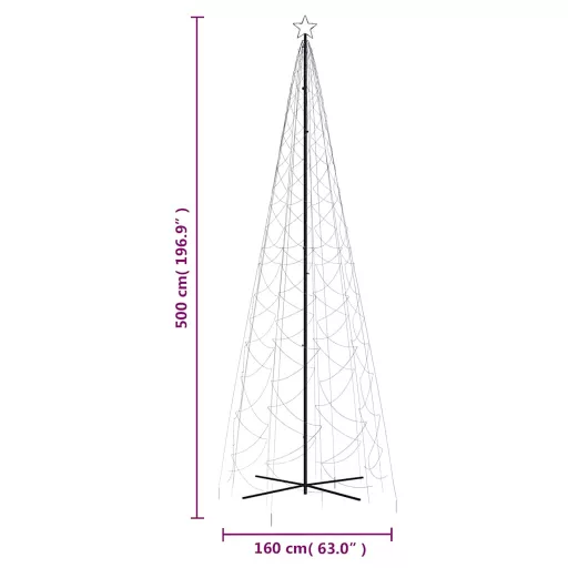 Kúp alakú karácsonyfa 1400 kék LED-del 160x500 cm