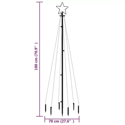Hideg fehér fényű karácsonyfa tüskével 108 LED-del 180 cm