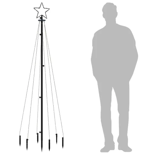 Színes fényű karácsonyfa tüskével 108 LED-del 180 cm