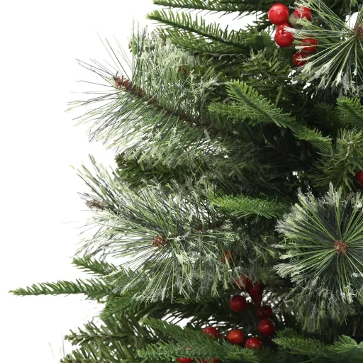 Zöld PVC és PE megvilágított karácsonyfa fenyőtobozzal 120 cm