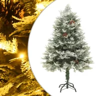   Zöld PVC és PE megvilágított karácsonyfa fenyőtobozzal 150 cm