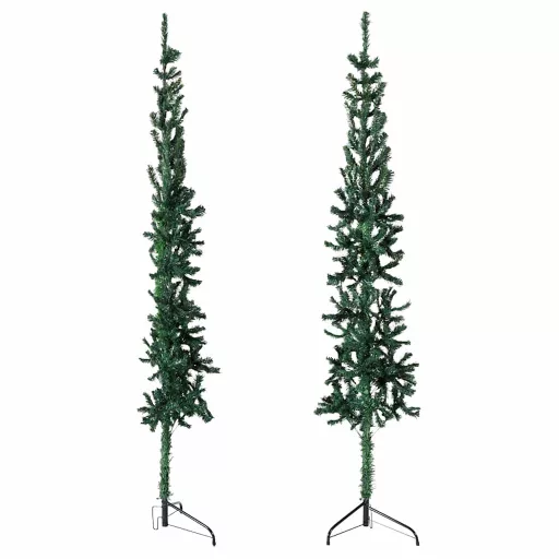 Zöld vékony fél műkarácsonyfa állvánnyal 120 cm