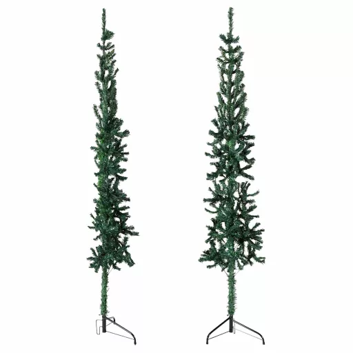 Zöld vékony fél műkarácsonyfa állvánnyal 240 cm