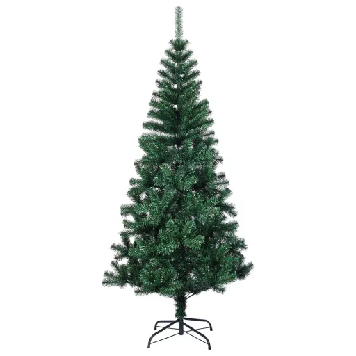 Zöld PVC műkarácsonyfa irizáló csúcsokkal 240 cm