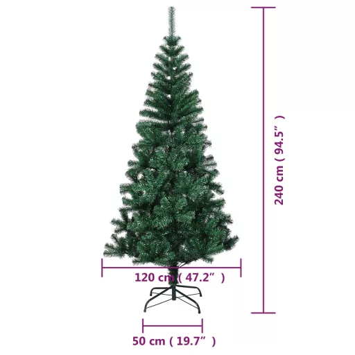 Zöld PVC műkarácsonyfa irizáló csúcsokkal 240 cm