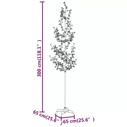 LED-es cseresznyevirágfa 368 meleg fehér LED-del 300 cm