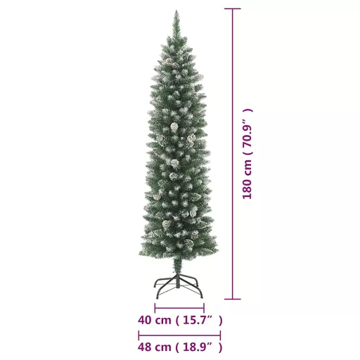 Vékony PVC műkarácsonyfa állvánnyal 180 cm