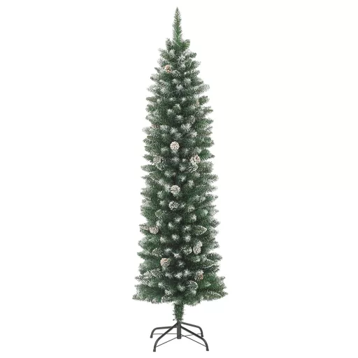 Vékony PVC műkarácsonyfa állvánnyal 210 cm