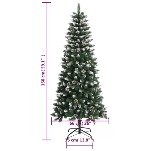 Zöld PVC műkarácsonyfa állvánnyal 150 cm