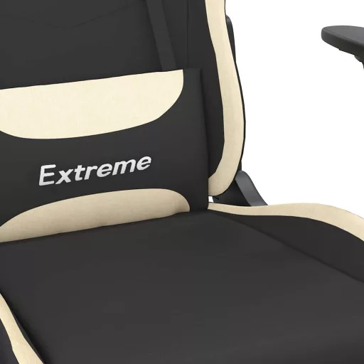 Fekete és krémszínű szövet masszázs játékszék lábtartóval