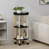   3 szintes fekete szerelt fa és tömör fenyőfa kocsi 38x38x82 cm