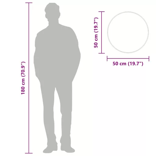 Fekete falitükör Ø 50 cm Kerek