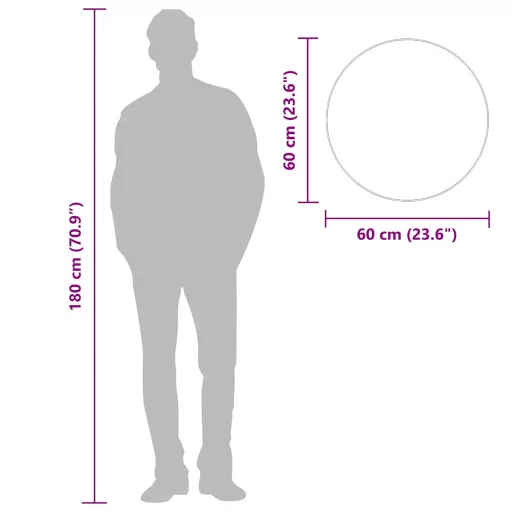 Fekete falitükör Ø 60 cm Kerek