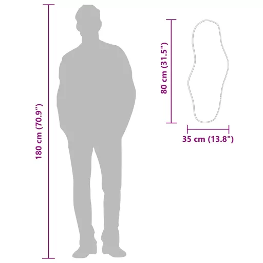 Fekete falitükör 80x35 cm