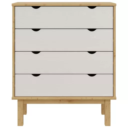 OTTA barna-fehér tömör fenyőfa fiókos szekrény 76,5x39,5x90 cm