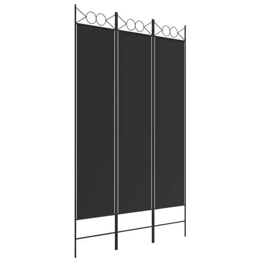 3-paneles fekete szövet térelválasztó 120 x 200 cm
