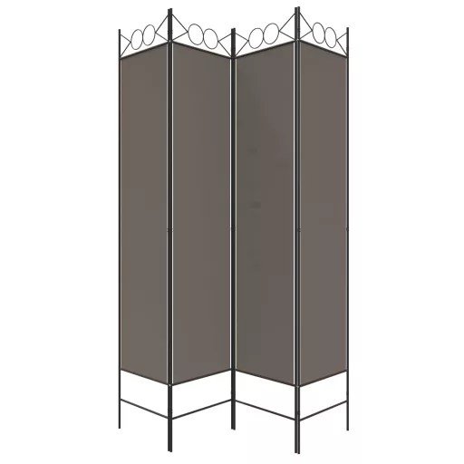 4 paneles antracitszürke szövet térelválasztó 160 x 200 cm